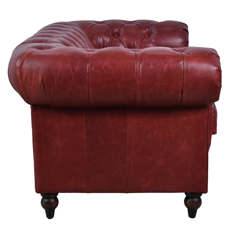 Windsor 2 Seater Oxblood Red Leather Chesterfield Sofa