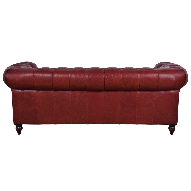 Windsor 3 Seater Oxblood Red Leather Chesterfield Sofa