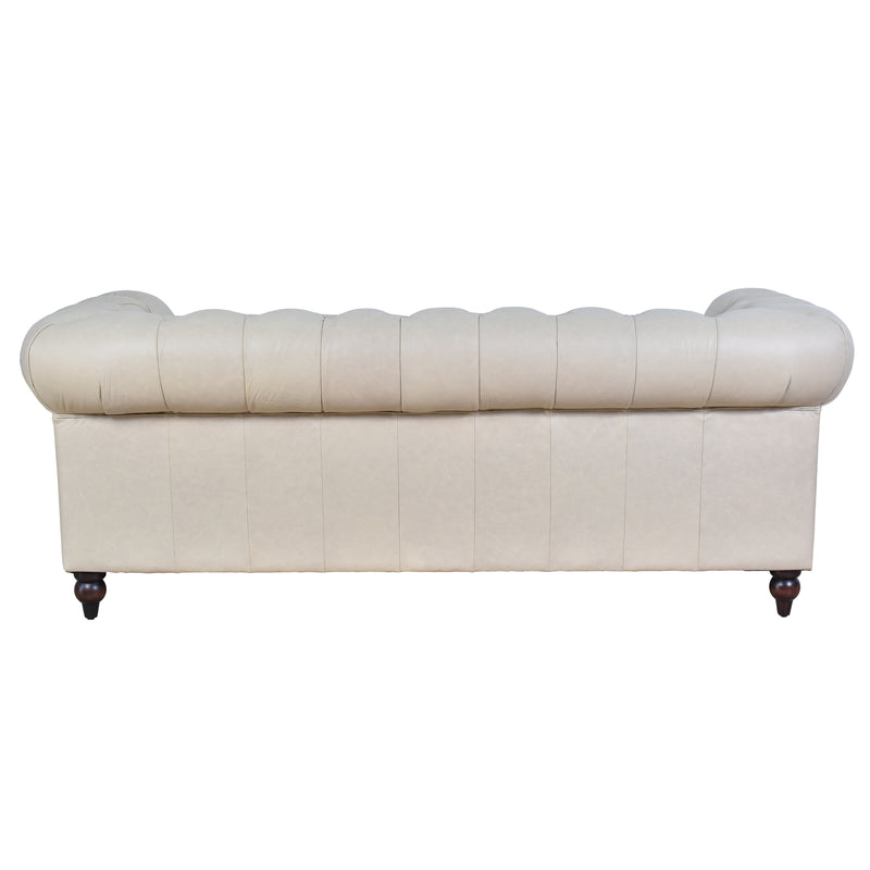 Windsor 3 Seater Sand White Leather Chesterfield Sofa