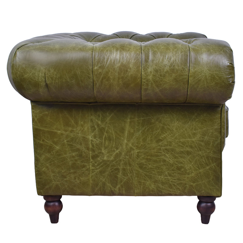 Windsor 2 Seater British Green Leather Chesterfield Sofa