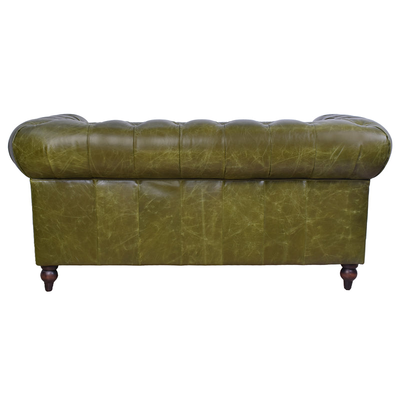 Windsor 2 Seater British Green Leather Chesterfield Sofa