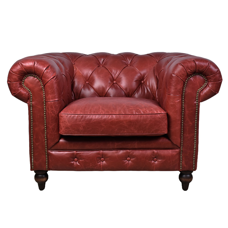 Windsor Oxblood Red Leather Chesterfield Armchair