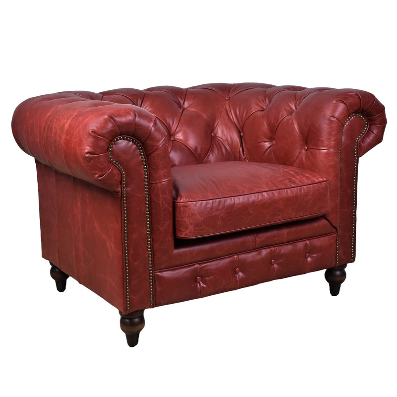 Windsor Oxblood Red Leather Chesterfield Armchair