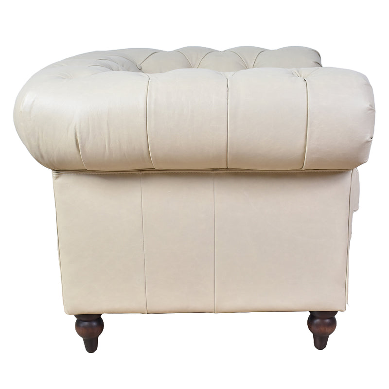 Windsor Sand White Leather Chesterfield Armchair