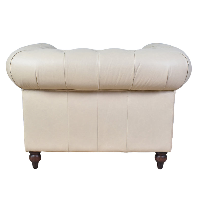 Windsor Sand White Leather Chesterfield Armchair