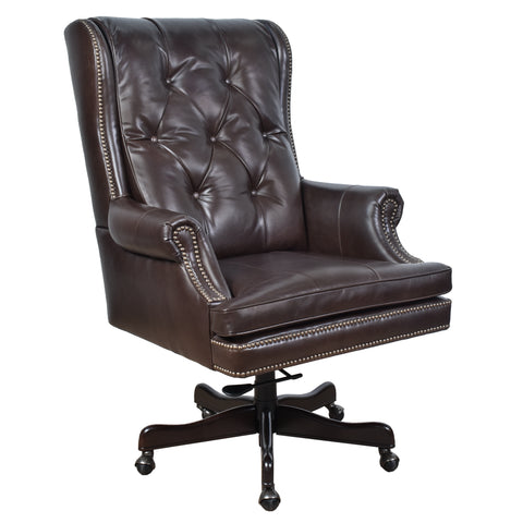Laurel Dark Chocolate Leather Desk Chair