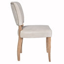 Cartier Light Grey Leather Dining Chair in White Wash
