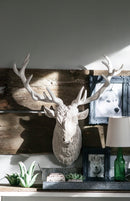 Darby Deer Head Wall Accent White-Dovetailed &amp; Doublestitched