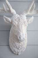 Darby Deer Head Wall Accent White-Dovetailed &amp; Doublestitched