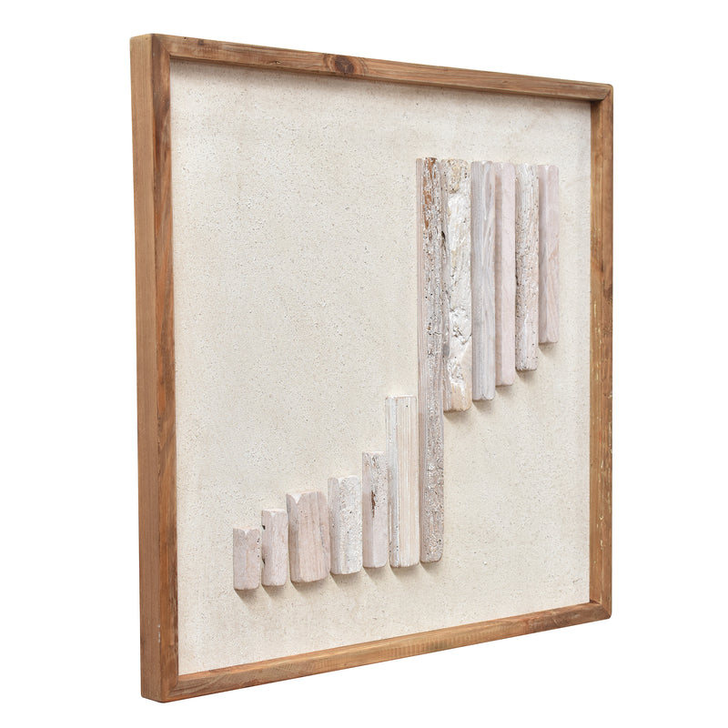 Downstream Timber Wall Art 62x62 - White on White-Dovetailed &amp; Doublestitched