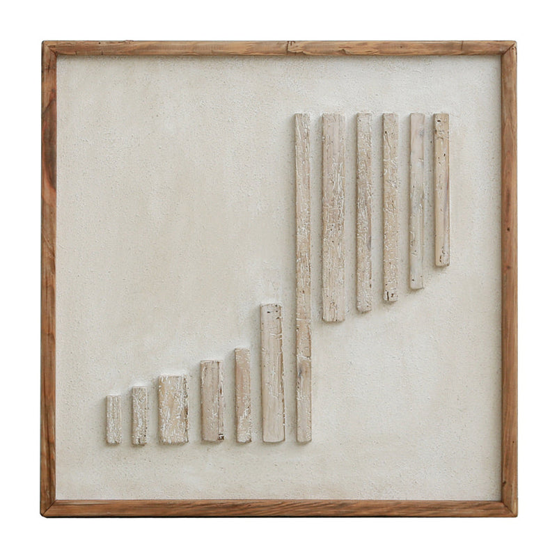 Downstream Timber Wall Art 62x62 - White on White-Dovetailed &amp; Doublestitched