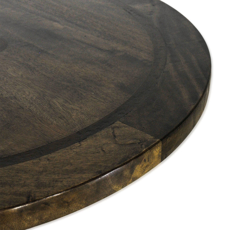 Dublin Round Bar Table W/Vanburg Base in Antique Brown-Dovetailed &amp; Doublestitched