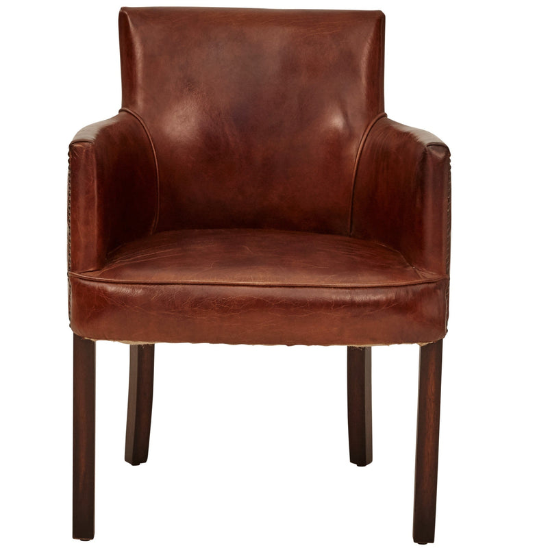 Elgin Vintage Leather Carver Chair-Dovetailed &amp; Doublestitched