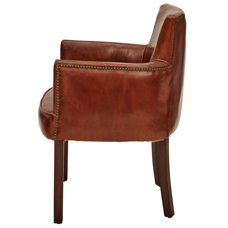 Elgin Vintage Leather Carver Chair-Dovetailed &amp; Doublestitched