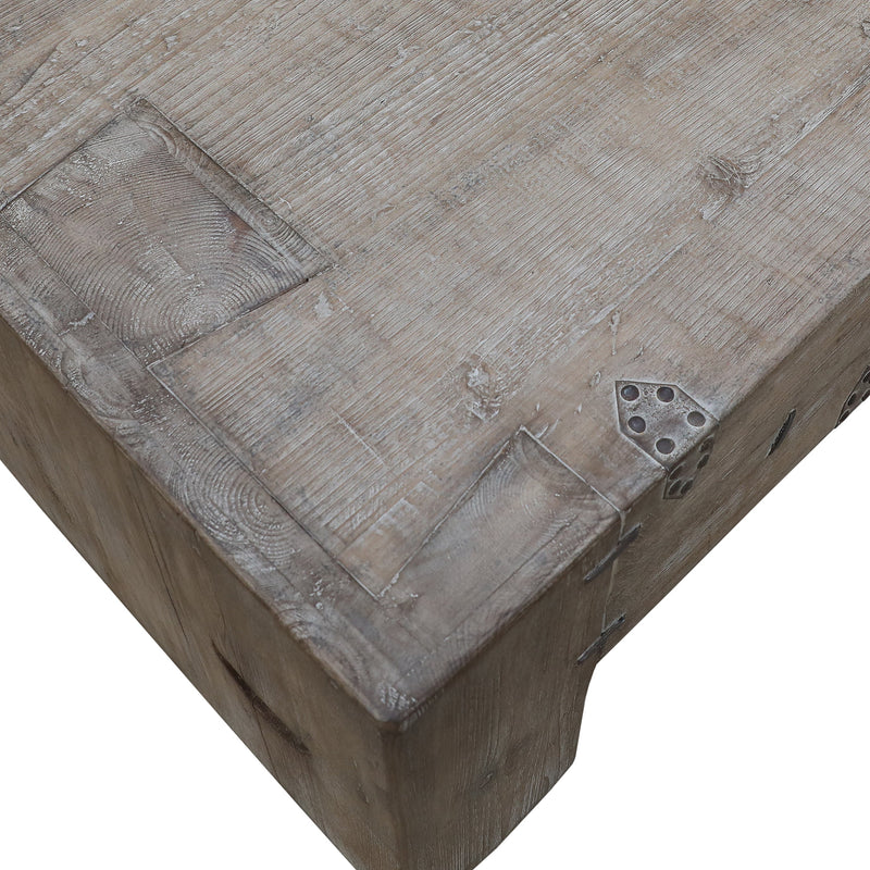 Emry Block Coffee Table-Dovetailed &amp; Doublestitched