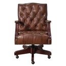 Executive Brown Leather Desk Chair-Dovetailed &amp; Doublestitched