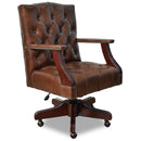 Executive Brown Leather Desk Chair-Dovetailed &amp; Doublestitched