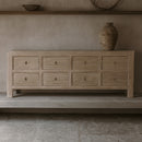 Farmer Eight Drawer Elm Sideboard-Dovetailed &amp; Doublestitched