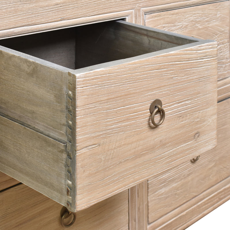 Farmer Eight Drawer Elm Sideboard-Dovetailed &amp; Doublestitched