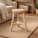 Farmer Elm Round Stool-Dovetailed &amp; Doublestitched