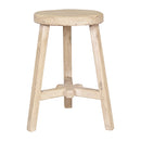 Farmer Elm Round Stool-Dovetailed &amp; Doublestitched