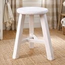 Farmer Elm Round Stool in White-Dovetailed &amp; Doublestitched