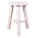 Farmer Elm Round Stool in White-Dovetailed &amp; Doublestitched