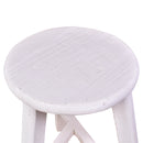 Farmer Elm Round Stool in White-Dovetailed &amp; Doublestitched
