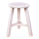 Farmer Elm Round Stool in White-Dovetailed &amp; Doublestitched