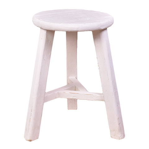 Farmer Elm Round Stool in White