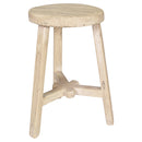 Farmer Elm Round Stool-Dovetailed &amp; Doublestitched