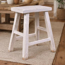 Farmer Elm Stool in White-Dovetailed &amp; Doublestitched