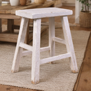 Farmer Elm Stool in White-Dovetailed &amp; Doublestitched