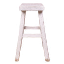 Farmer Elm Stool in White-Dovetailed &amp; Doublestitched