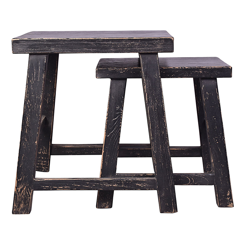 Farmer Nesting Table Set in Black-Dovetailed &amp; Doublestitched