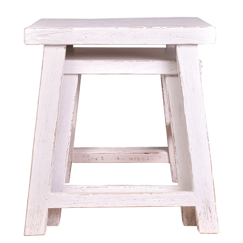 Farmer Nesting Table Set in White-Dovetailed &amp; Doublestitched