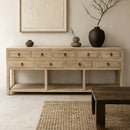 Farmer Nine Drawer Elm Console-Dovetailed &amp; Doublestitched