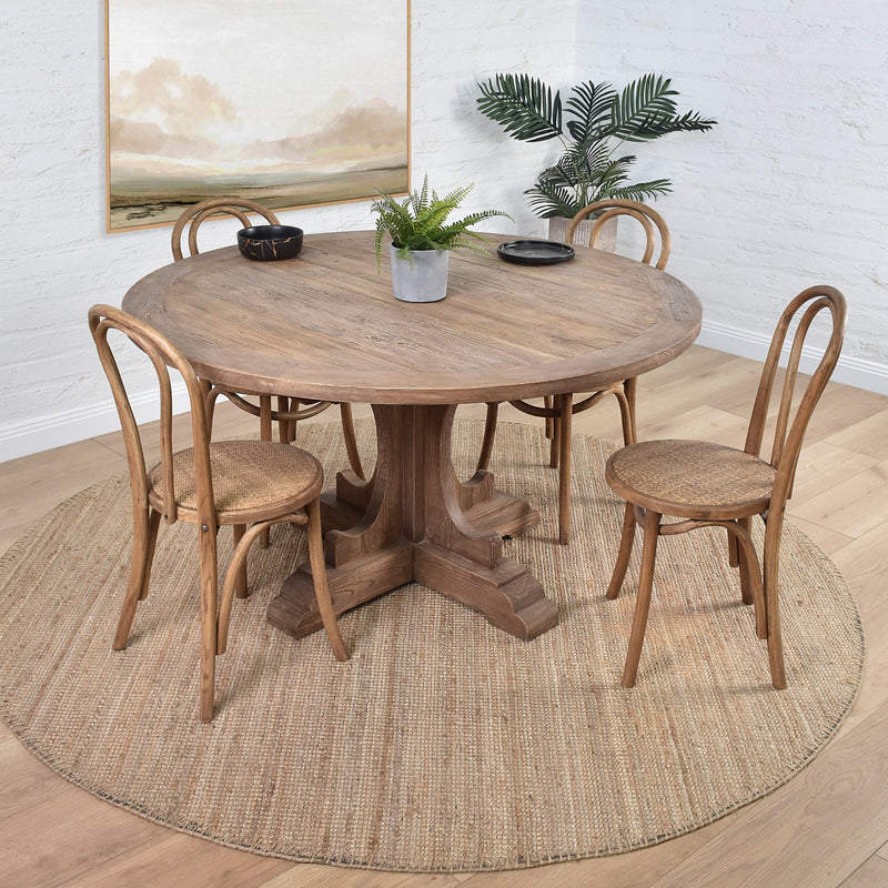 Farmhouse 140cm Round Dining Table-Dovetailed &amp; Doublestitched