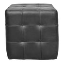 Felix Black Square Leather Ottoman-Dovetailed &amp; Doublestitched