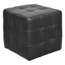 Felix Black Square Leather Ottoman-Dovetailed &amp; Doublestitched