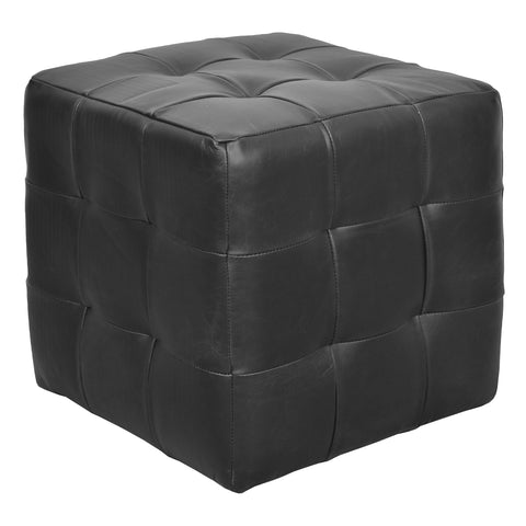 Felix Black Square Leather Ottoman
