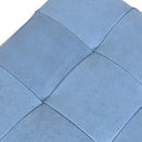 Felix Blue Square Leather Ottoman-Dovetailed &amp; Doublestitched