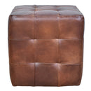 Felix Brown Square Leather Ottoman-Dovetailed &amp; Doublestitched