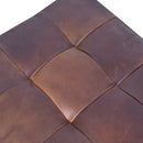 Felix Brown Square Leather Ottoman-Dovetailed &amp; Doublestitched