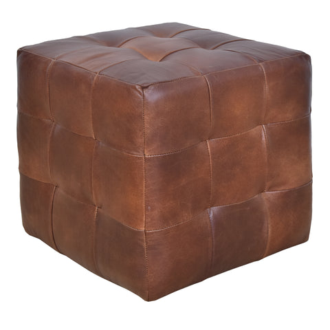 Felix Brown Square Leather Ottoman