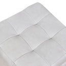 Felix Light Grey Square Leather Ottoman-Dovetailed &amp; Doublestitched