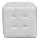 Felix Light Grey Square Leather Ottoman-Dovetailed &amp; Doublestitched