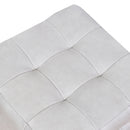 Felix Light Grey Square Leather Ottoman-Dovetailed &amp; Doublestitched
