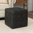 Felix Black Square Leather Ottoman
