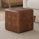 Felix Brown Square Leather Ottoman